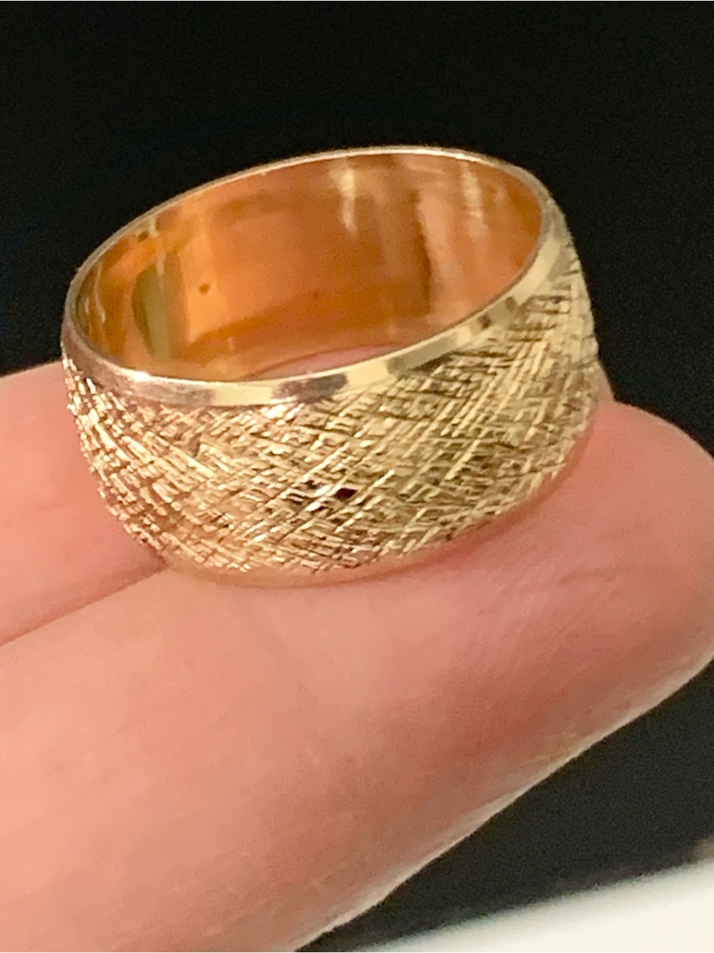 Vintage 10K Gold Filled Textured Wide Band Ring  Size 10   ~ 6g  / Unisex